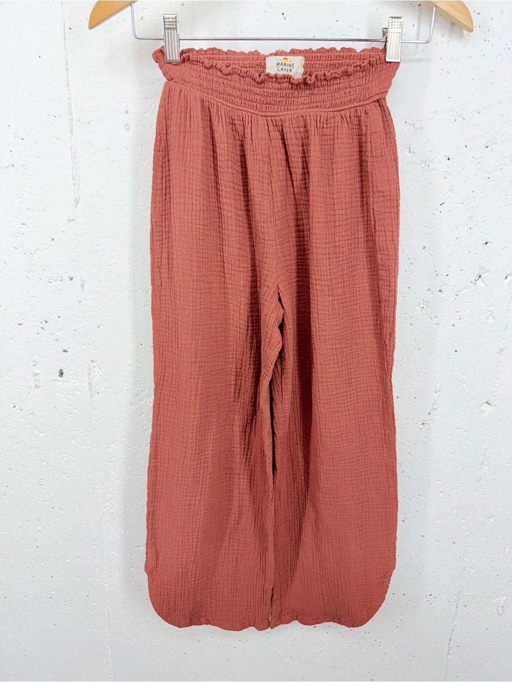 Marine Layer Women’s Size Small Corinne Rust Cotton Wide Leg Pants